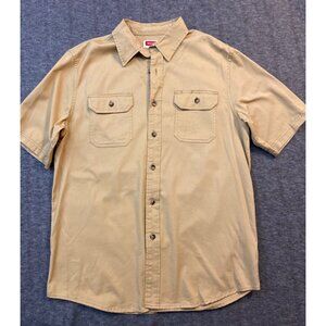 Wrangler Mens Beige Short Sleeve Button-Up Shirt Size M